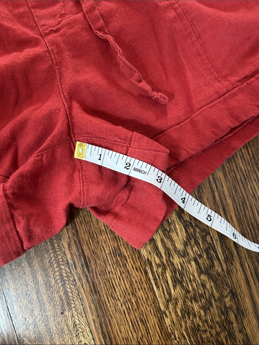OLD NAVY Linen Blend Red Cuffed Drawstring Shirts NWOT - Picture 7 of 7